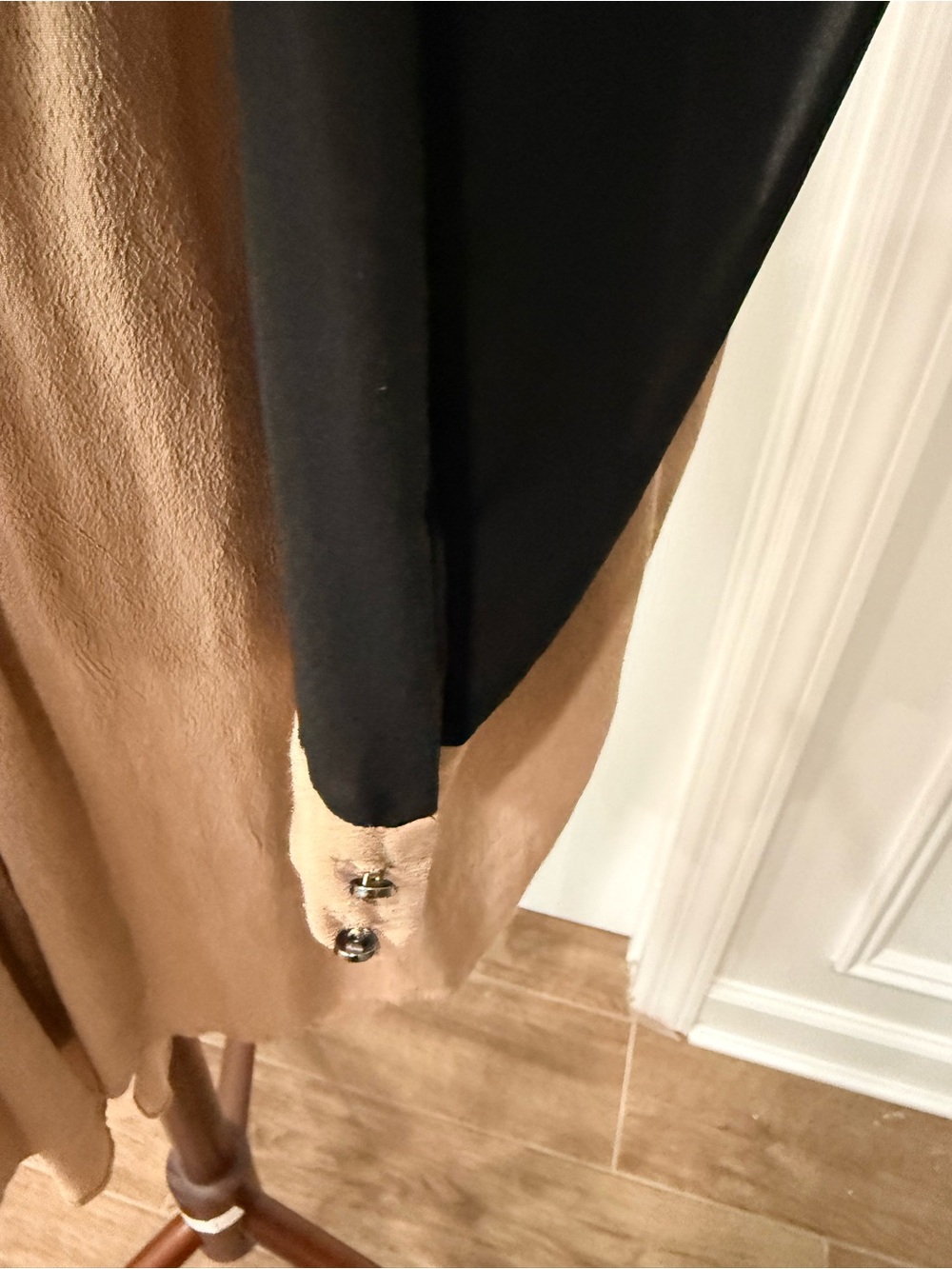 RACHEL Rachel Roy Long Sleeve Two-Tone Black and Tan Romper Dress - Picture 5 of 6